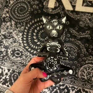 Wooden Astrology Cat Figurine